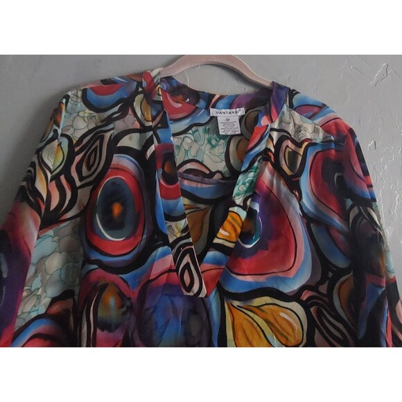 VINTAGE Vantarsi Tops Blouse Women XL, Polyester,Abstract,20 Inch Of Arm To Arm - Picture 9 of 12